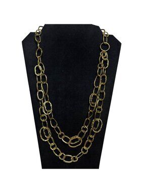 Francesca Visconti Gold Tone Double Chain Link Necklace (6381)